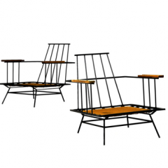 Pair of Iron Lounge Chairs Lot #238